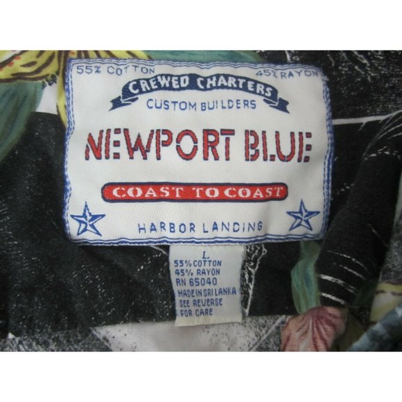 Newport Blue vtg Men Hawaiian camp shirt p2p 23 L aloha luau tropical floral - Picture 8 of 8